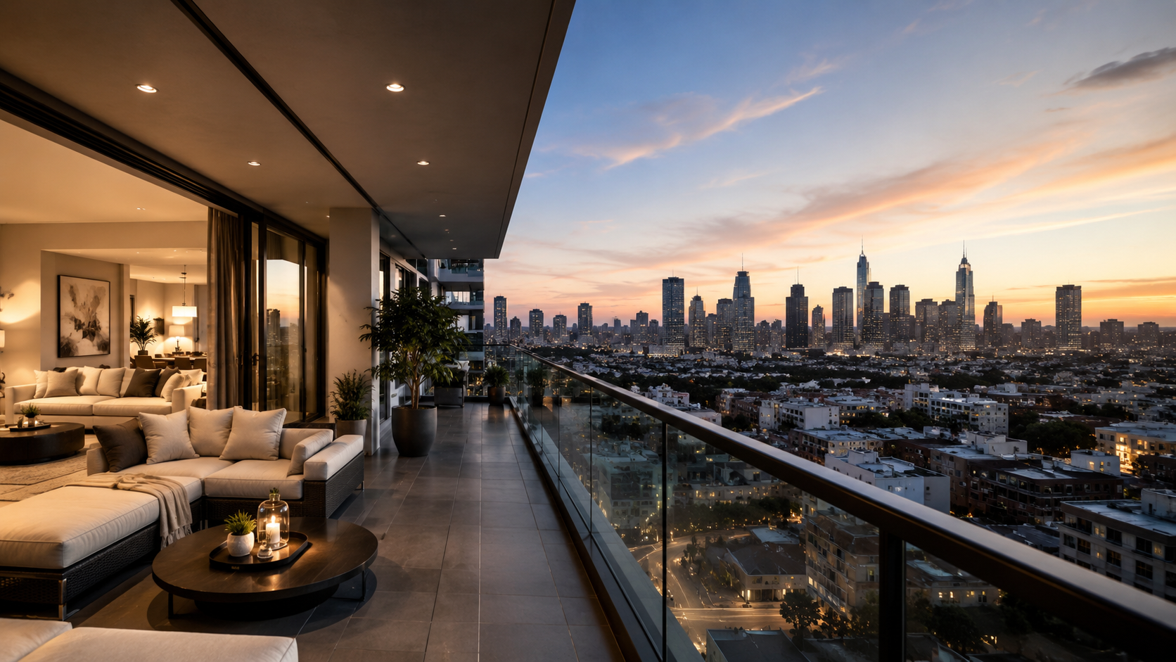 Balcony view from luxury residential apartment in Hyderabad