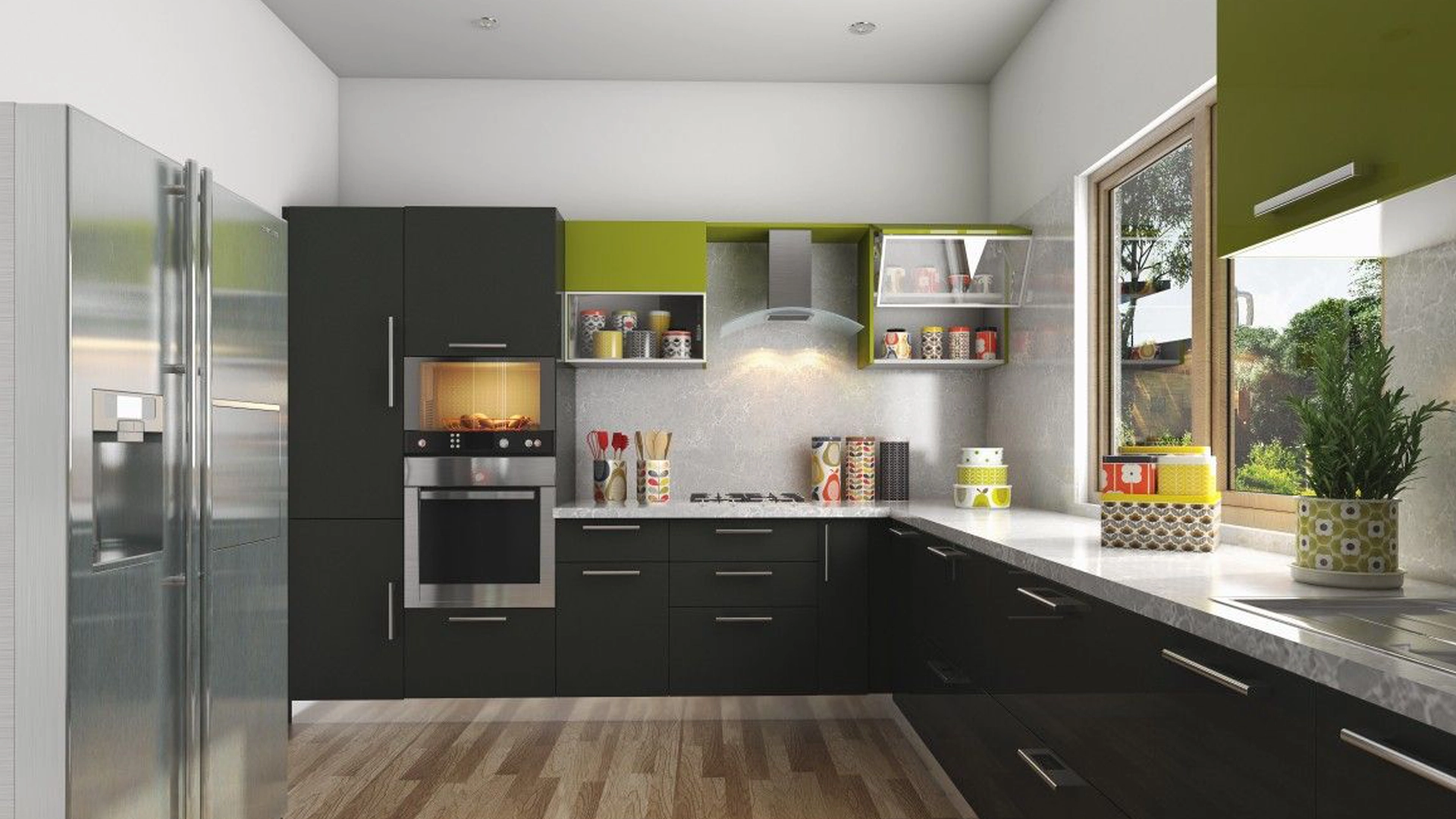 L-shaped modular kitchen Gachibowli